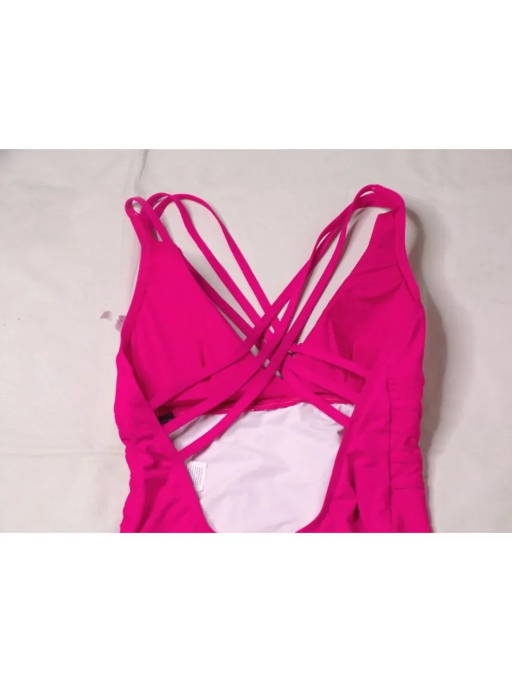 🆕LA BLANCA Cross Back Strappy One Piece Tummy Control Swimsuit Pink 4